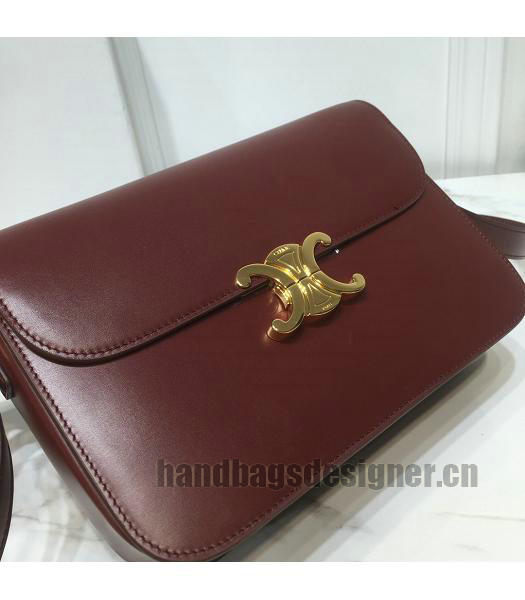 Celine Original Leather TRIOMPHE Crossbody Bag Wine Red-3