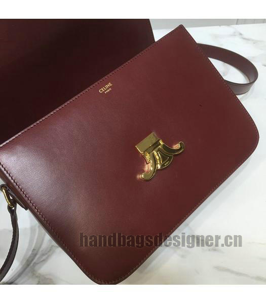 Celine Original Leather TRIOMPHE Crossbody Bag Wine Red-6