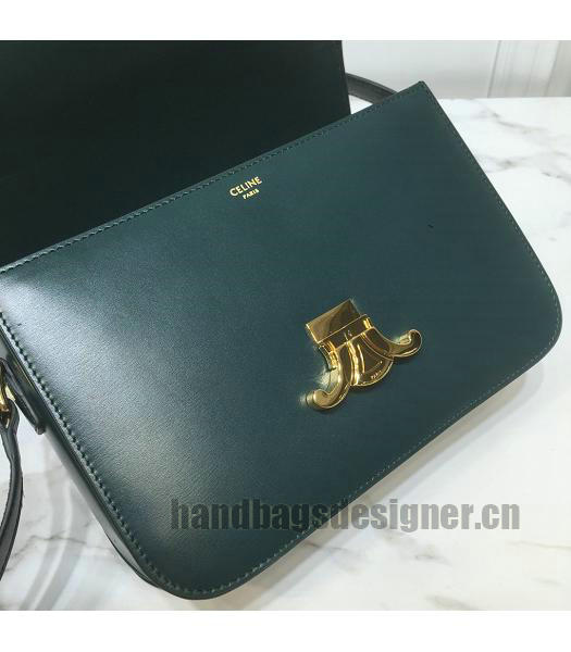 Celine Original Leather TRIOMPHE Small Crossbody Bag Dark Green-6