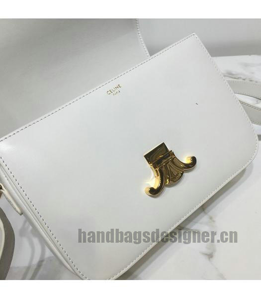 Celine Original Leather TRIOMPHE Small Crossbody Bag White-6