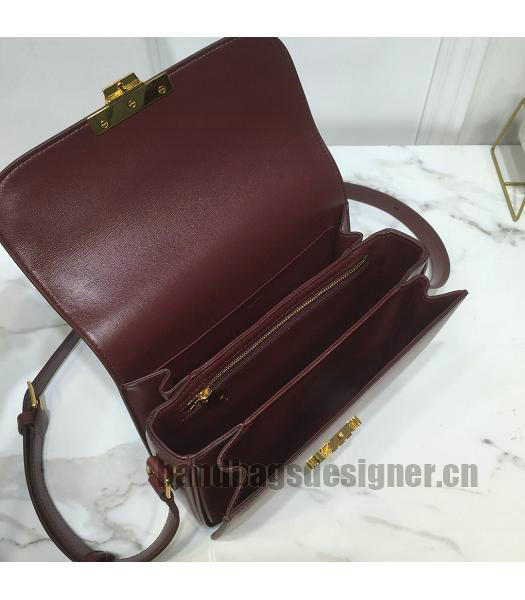 Celine Original Leather TRIOMPHE Small Crossbody Bag Wine Red-5
