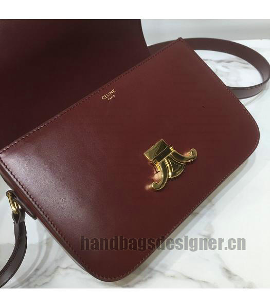 Celine Original Leather TRIOMPHE Small Crossbody Bag Wine Red-6