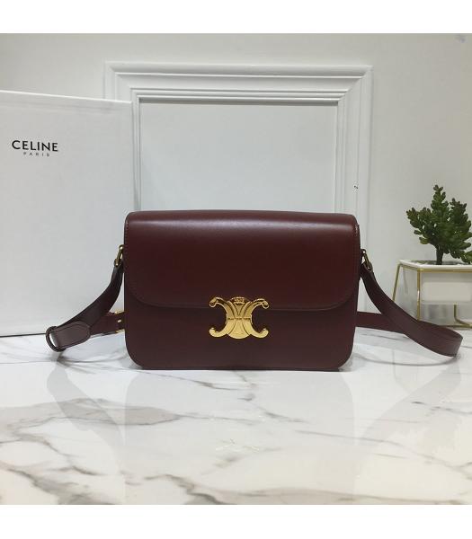 Celine Original Leather TRIOMPHE Small Crossbody Bag Wine Red