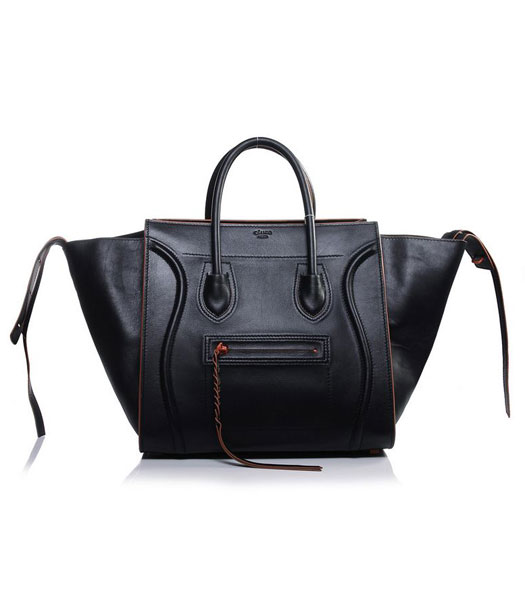 Celine Phantom Square Bag Black Original Leather With Orange Side