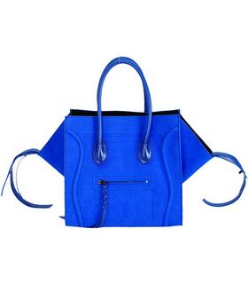 Celine Phantom Square Bag Blue Suede Leather