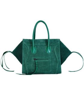Celine Phantom Square Bag Dark Green Suede Leather