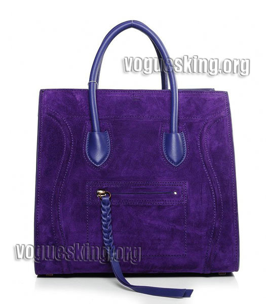 Celine Phantom Square Bag Purple Suede Leather-1