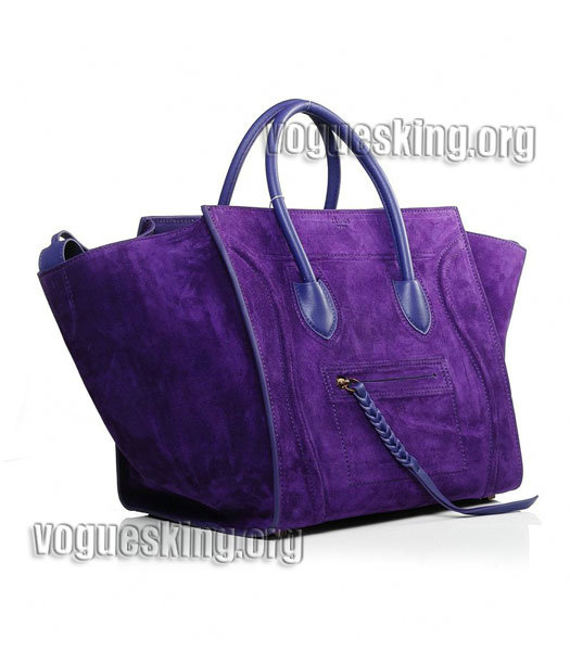 Celine Phantom Square Bag Purple Suede Leather-2