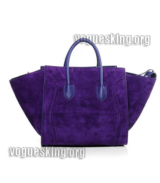 Celine Phantom Square Bag Purple Suede Leather-3