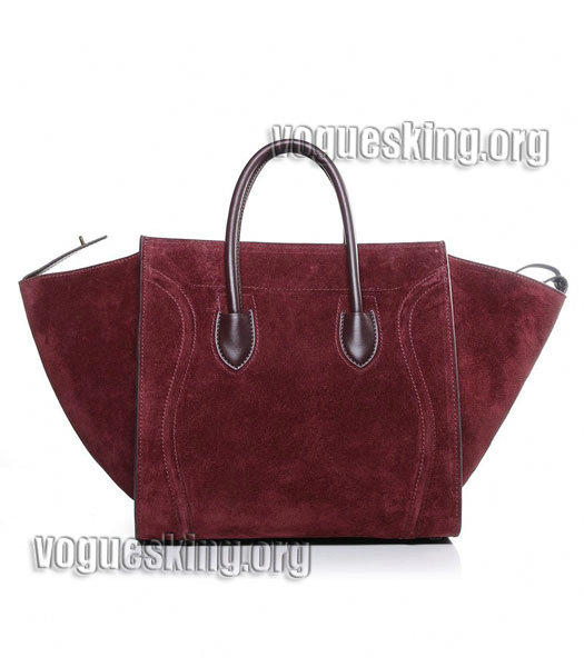 Celine Phantom Square Bag Wine Red Suede Leather-3