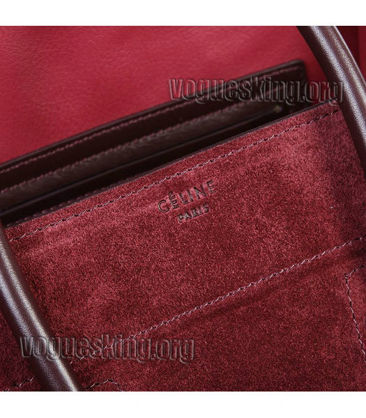 Celine Phantom Square Bag Wine Red Suede Leather-4