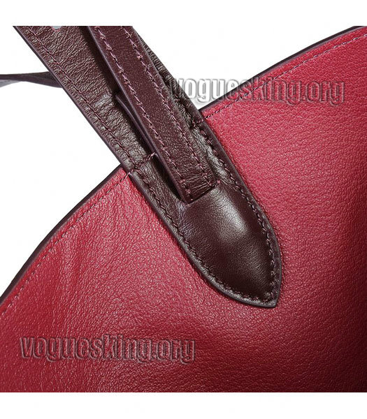 Celine Phantom Square Bag Wine Red Suede Leather-5