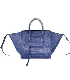 Celine Phantom Square Bags Blue Croc Veins Imported Leather
