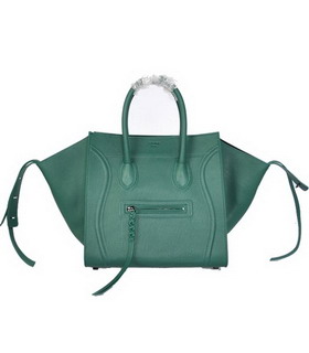 Celine Phantom Square Bags Dark Green Imported Leather