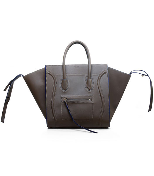 Celine Phantom Square Bags Khaki Imported Leather With Blue Side