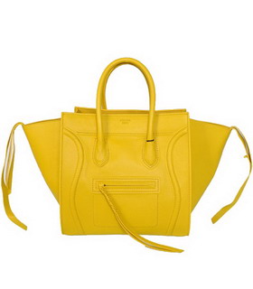 Celine Phantom Square Bags Lemon Yellow Imported Leather