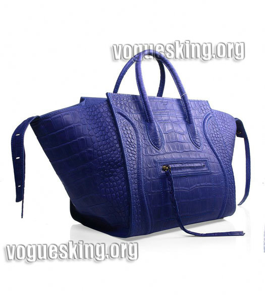 Celine Phantom Square Bags Violet Blue Croc Veins Imported Leather-1