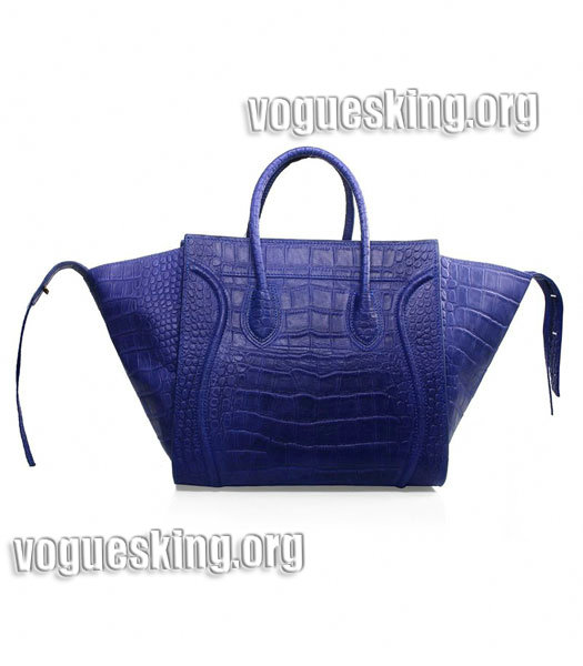 Celine Phantom Square Bags Violet Blue Croc Veins Imported Leather-2