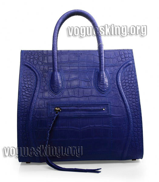 Celine Phantom Square Bags Violet Blue Croc Veins Imported Leather-4
