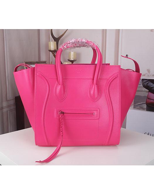 Celine Phantom Square Top Handle Bag Rose Red Leather