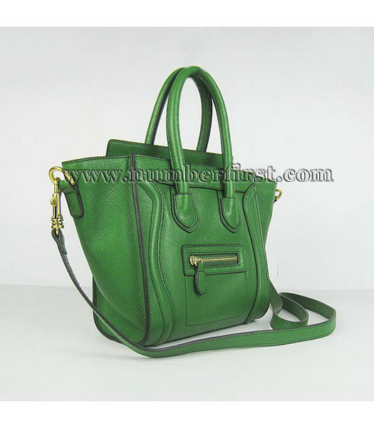 Celine Small Boston Smile Tote Messenger Bag Green Calfskin Leather-1