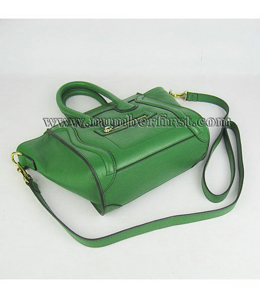 Celine Small Boston Smile Tote Messenger Bag Green Calfskin Leather-3