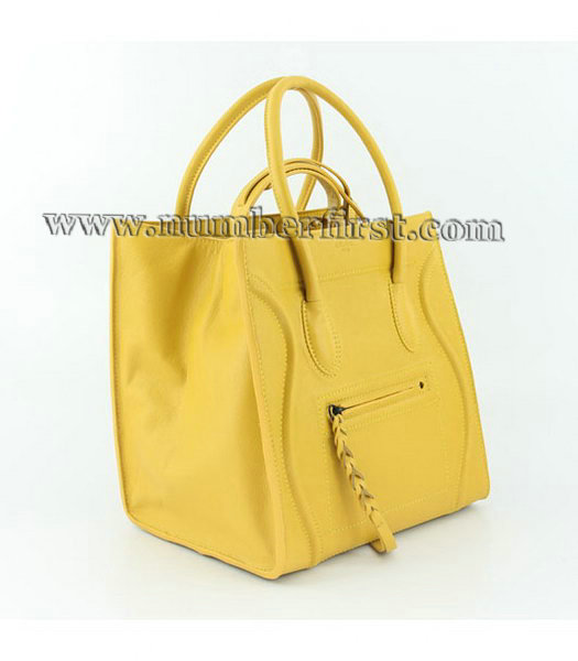 Celine Small Tote Bag in Yellow Oil Wax Leather-1