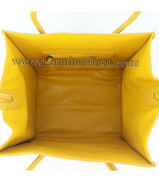 Celine Small Tote Bag in Yellow Oil Wax Leather-5