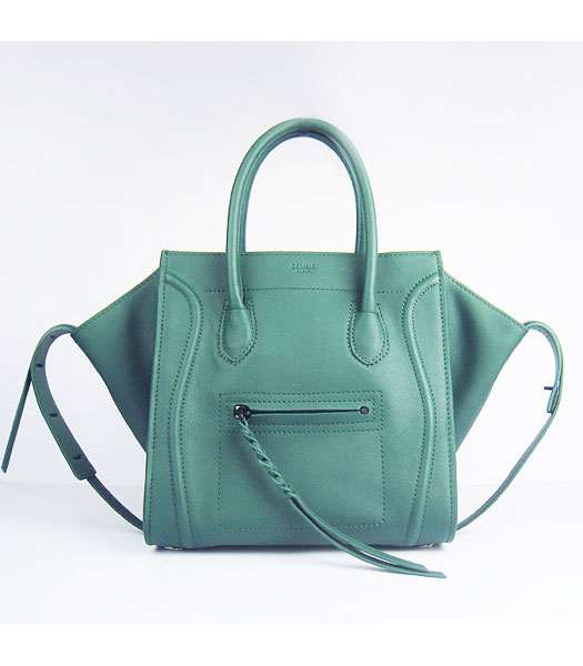 Celine Smile 26cm Dark Green Original Leather Tote Handbag