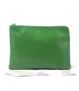 Celine Solo Bi Color Clutch Green Lambskin Leather