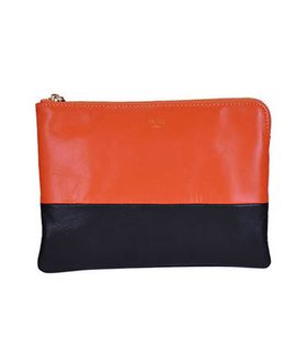 Celine Solo Bi Color Clutch OrangeBlack Lambskin Leather