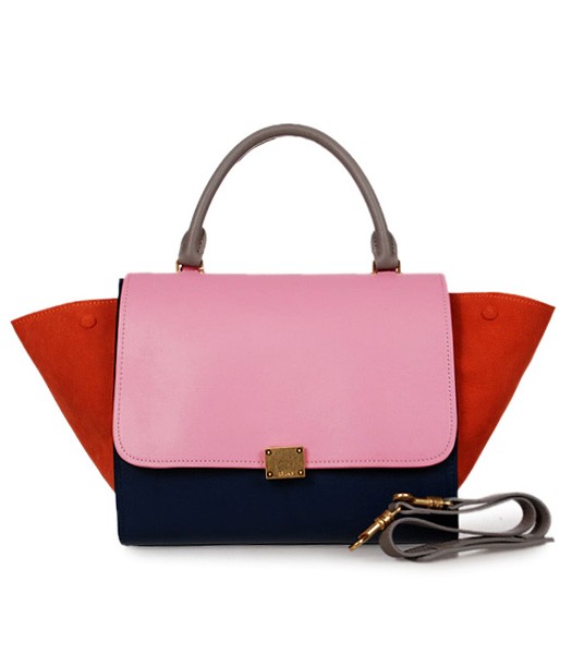 Celine Stamped Trapeze Bag Mixed colors Pink Leather