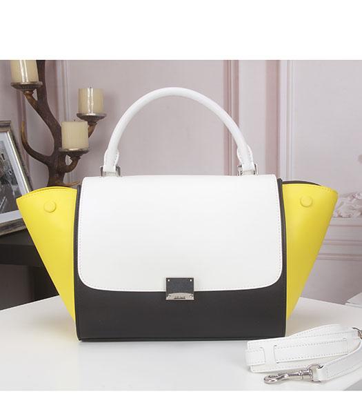 Celine Stamped Trapeze Bag Yellow/White/Black Leather