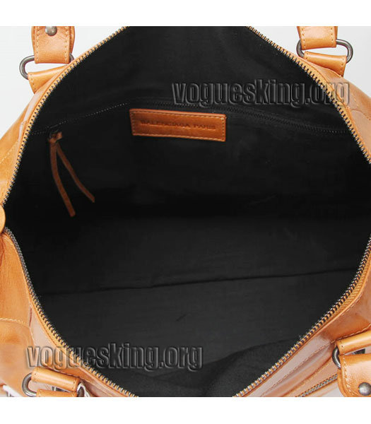 Celine Trapeze Top Handle Bag Blue With Apricot/Black Leather-6