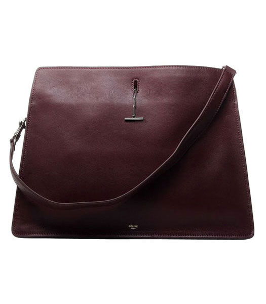 Celine Wine Red Imported Leather Large Shoulder Bag