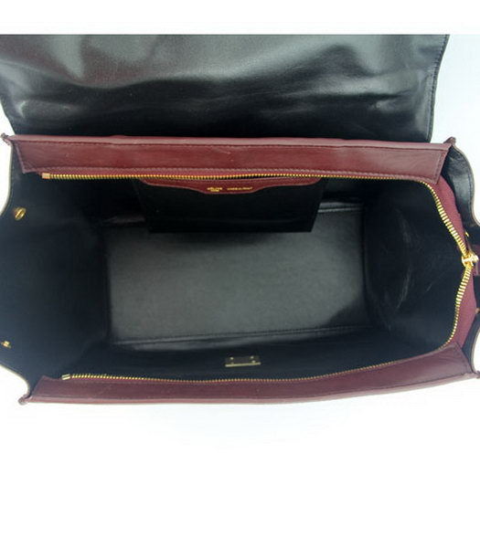 Celine Wine Red Leather with Dark Grey&Black Square Bag Lambskin Leather Lining -6