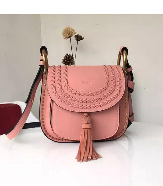 Chloe 18cm Fringed Pink Calfskin Leather Small Shoulder Bag