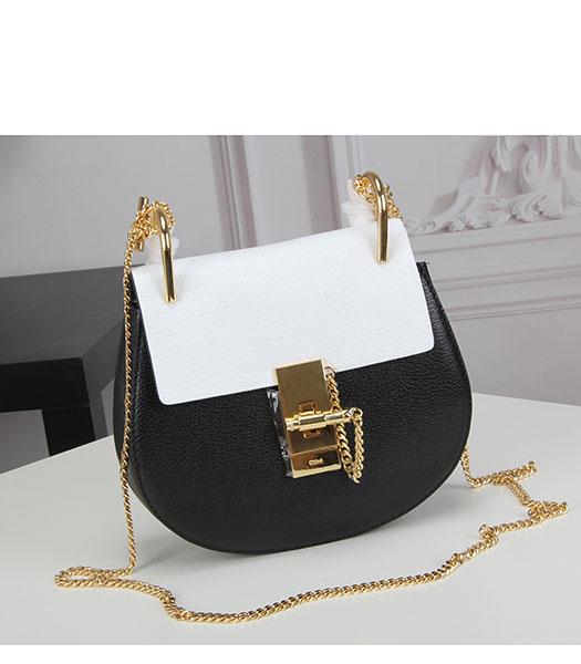 Chloe 19cm White&Black Leather Golden Chain Mini Shoulder Bag
