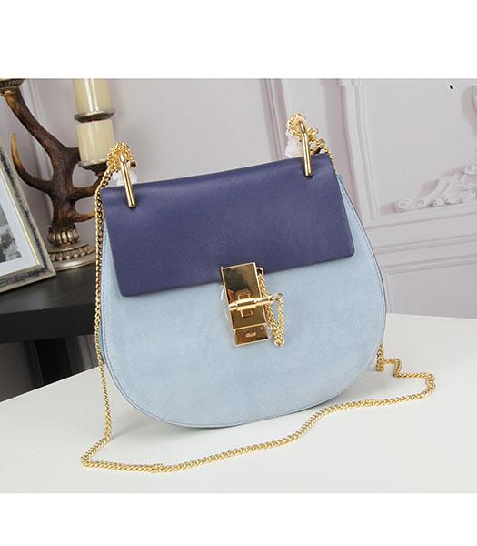 Chloe 23cm Blue Leather Golden Chain Shoulder Bag