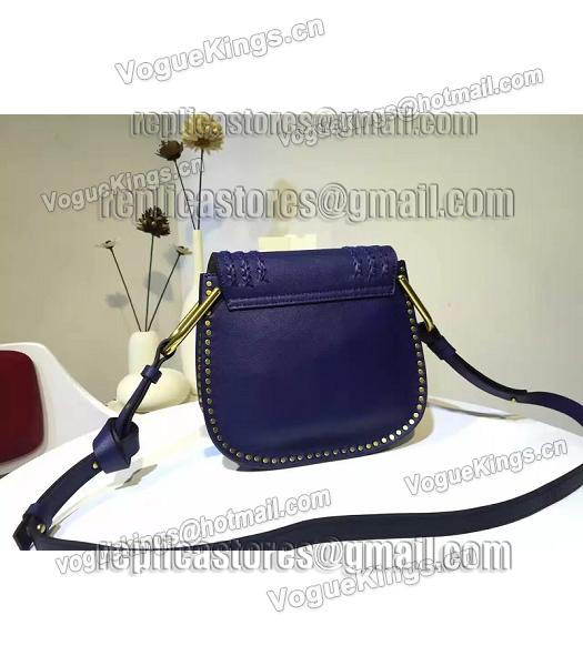 Chloe 23cm Fringed Dark Blue Leather Rivets Decorative Shoulder Bag-3