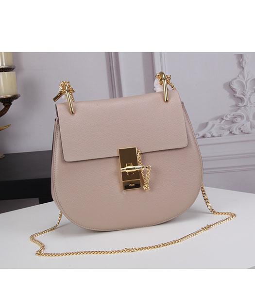 Chloe 23cm Nude Pink Leather Goat Pattern Golden Chain Bag