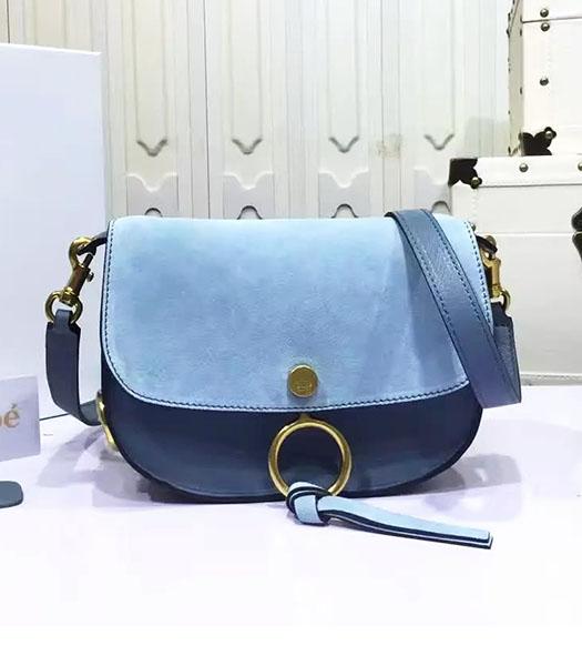 Chloe 24cm Blue Leather Roundel Decorative Shoulder Bag