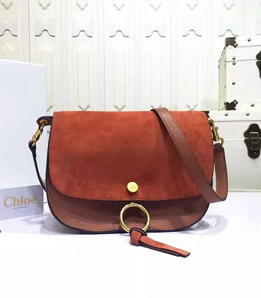 Chloe 24cm Brown Leather Roundel Decorative Shoulder Bag