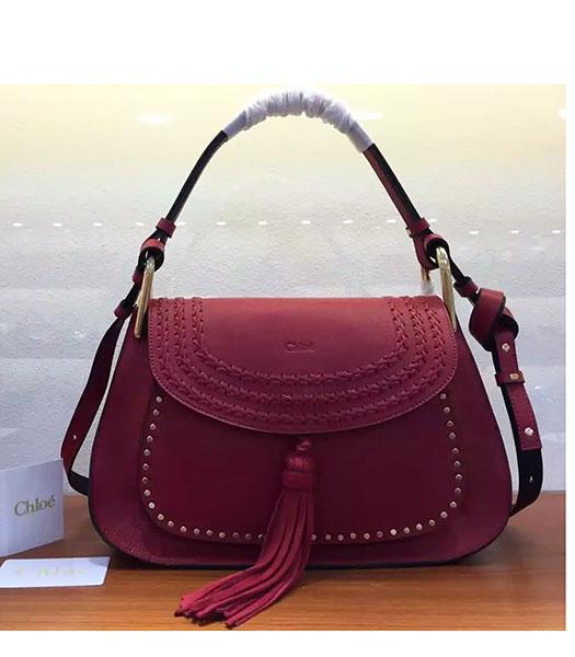 Chloe 32cm Red Leather Fringed Large Shoulder Bag