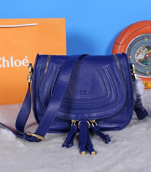 Chloe Classic Shoulder Bag 28cm Sapphire Blue Leather