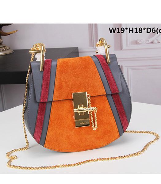 Chloe Drew Orange Suede Leather Small Bags Golden Chain
