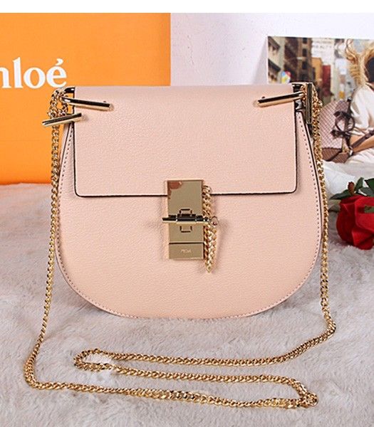 Chloe Drew Small Bags Nude Pink Leather Golden Chain