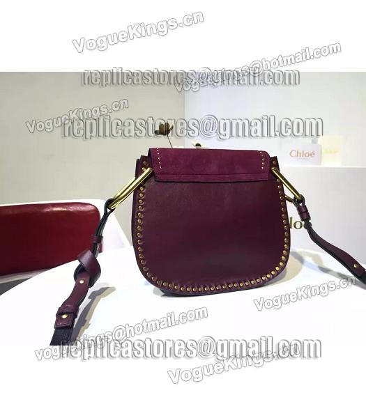Chloe Fringed Purple Leather Golden Rivets Shoulder Bag-2