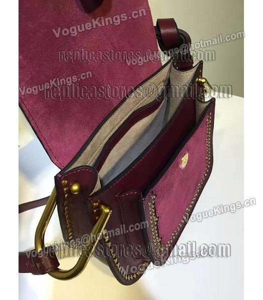Chloe Fringed Purple Leather Golden Rivets Shoulder Bag-6