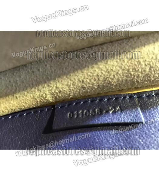 Chloe Fringed Sapphire Blue Leather Golden Rivets Shoulder Bag-6